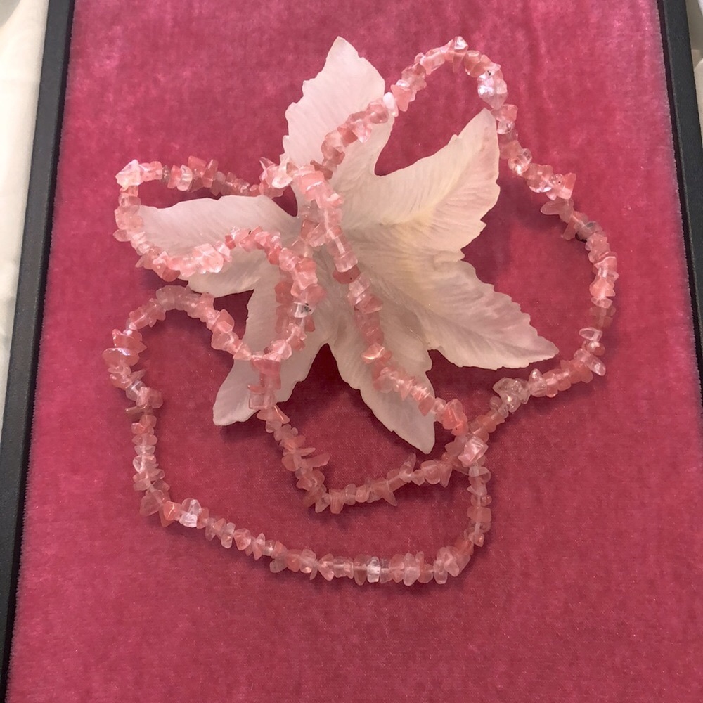 8 inch or 16 inch rose quartz chip necklace